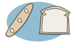 A baguette and a slice of sandwich bread